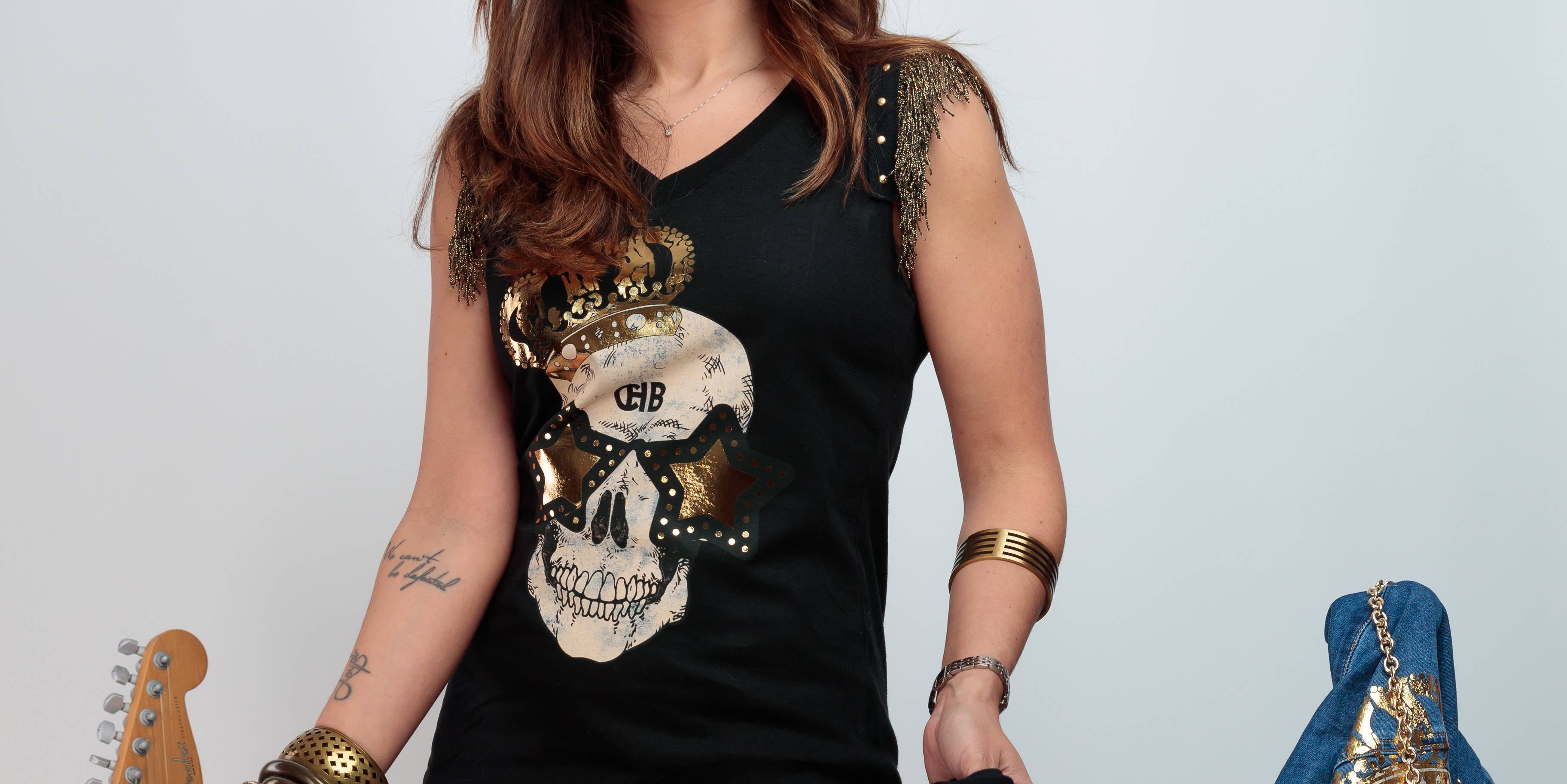Black Fringes Skull Festival Women's T-Shirt for wholesale on Faire
