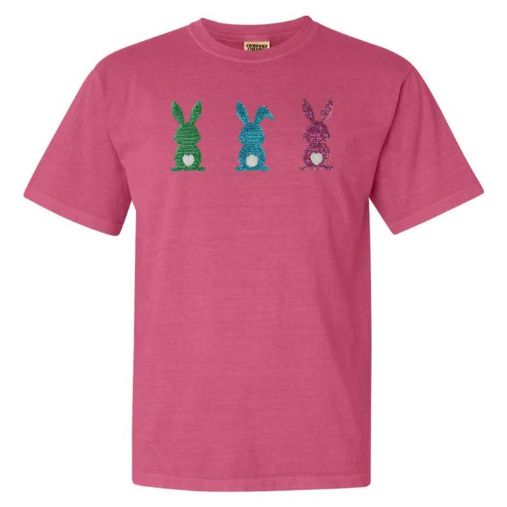 Triple Sequin Bunnies Comfort Colors T-Shirt for wholesale by Nikkilynn Wholesale