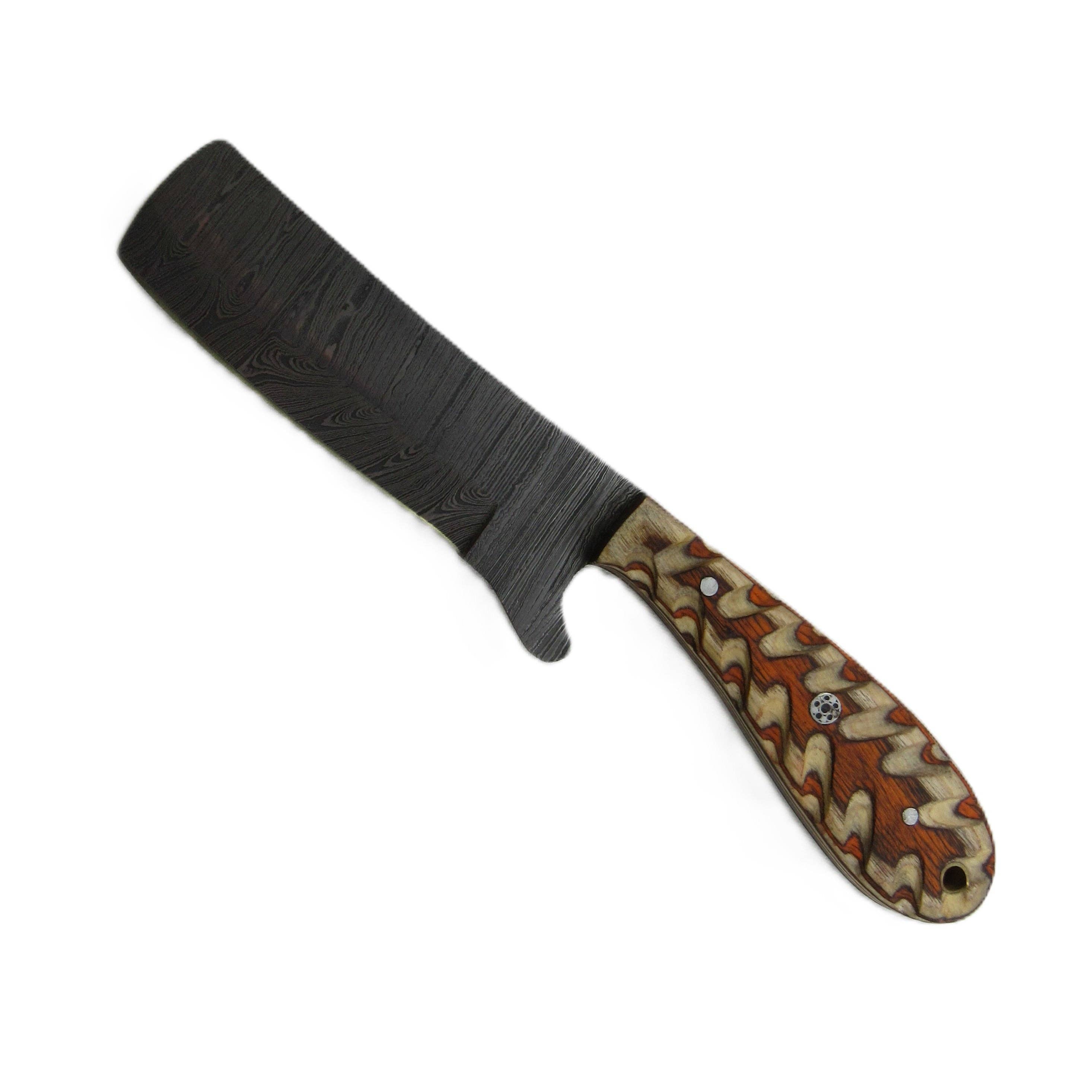 Ruddock Bros. LLC - Wholesale Pocket Knife/Holder - Ponderosa Utility Bull Knife - Fixed Blade - Damascus Steel1