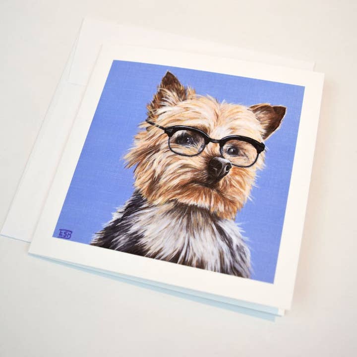 Yorkie Dog Greeting Card for wholesale by Emma Sage Fine Art