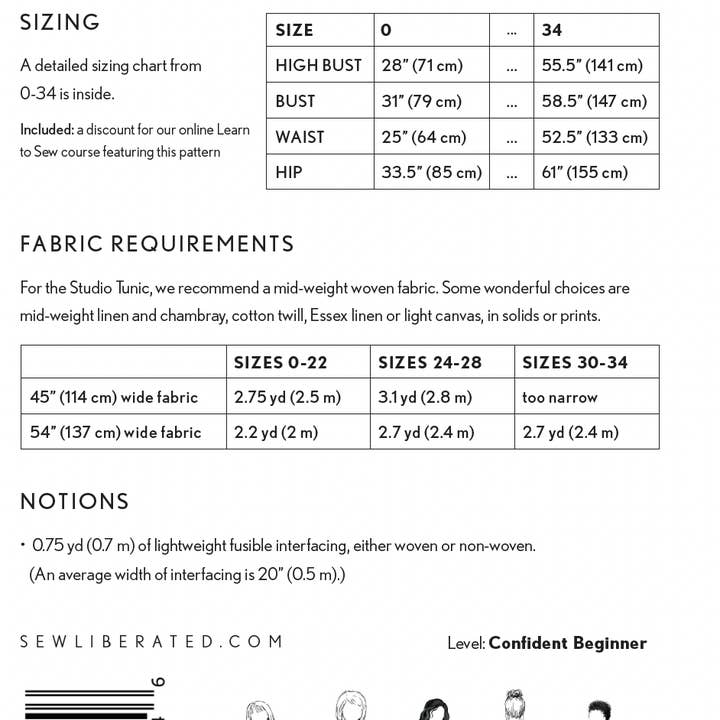Sew Liberated Sewing Patterns - Wholesale Craft Sewing Kit - Studio Tunic Sewing Pattern