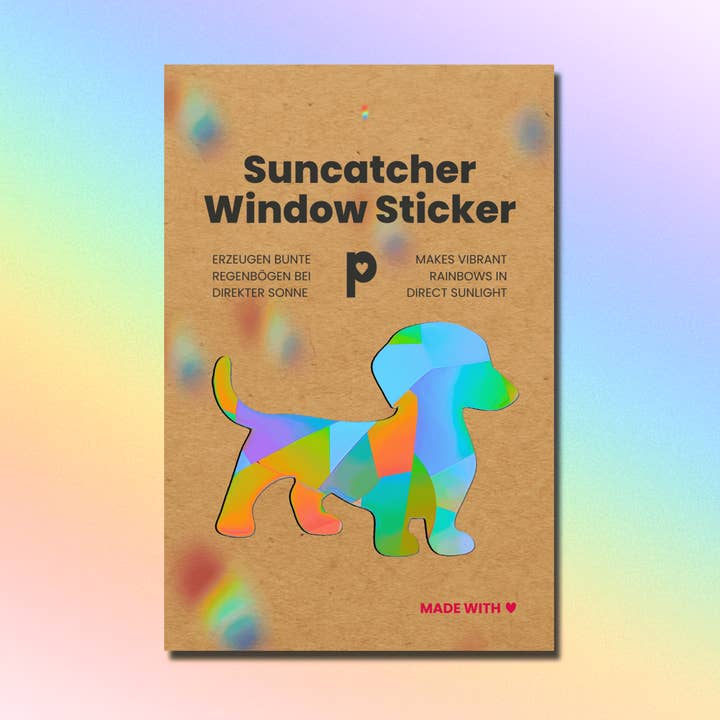 Suncatcher vinduesklistermærke med gravhund i regnbuefilm for engroshandel hos Plottkowski