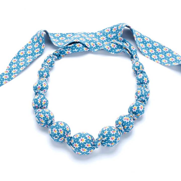Girls Beaded Cloth Necklace - Origami - Blue for wholesale by Peppercorn Kids