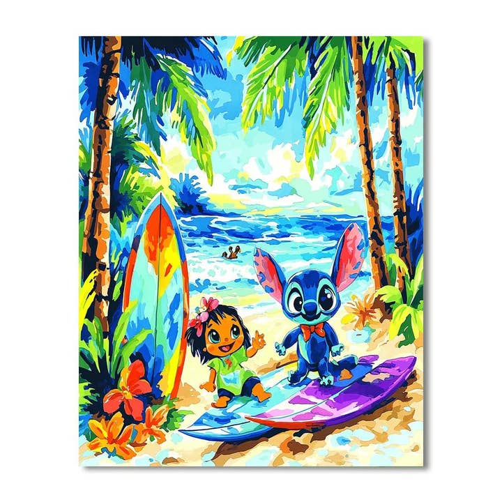 Artistry Rack - Wholesale DIY Craft Kit - Lilo and Stitch Ohana Adventure - Disney Inspired DIY Painting By Numbers Kit