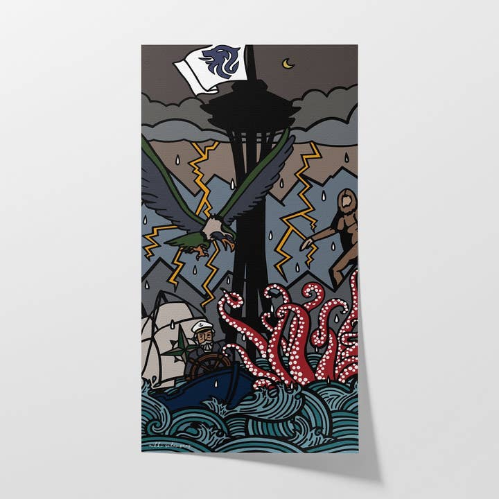 Seattle Sports - Art Print *Ol Reign, Mariners, Sonics for wholesale by Paintinsidethelines