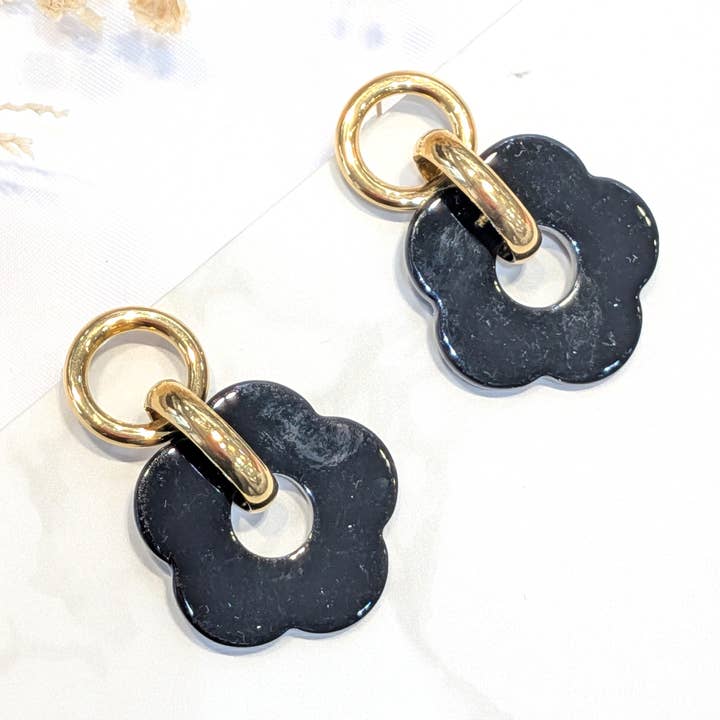 LOLO & YAYA - Wholesale Dangle Earrings - Candida acrylic flower earrings in stainless steel5
