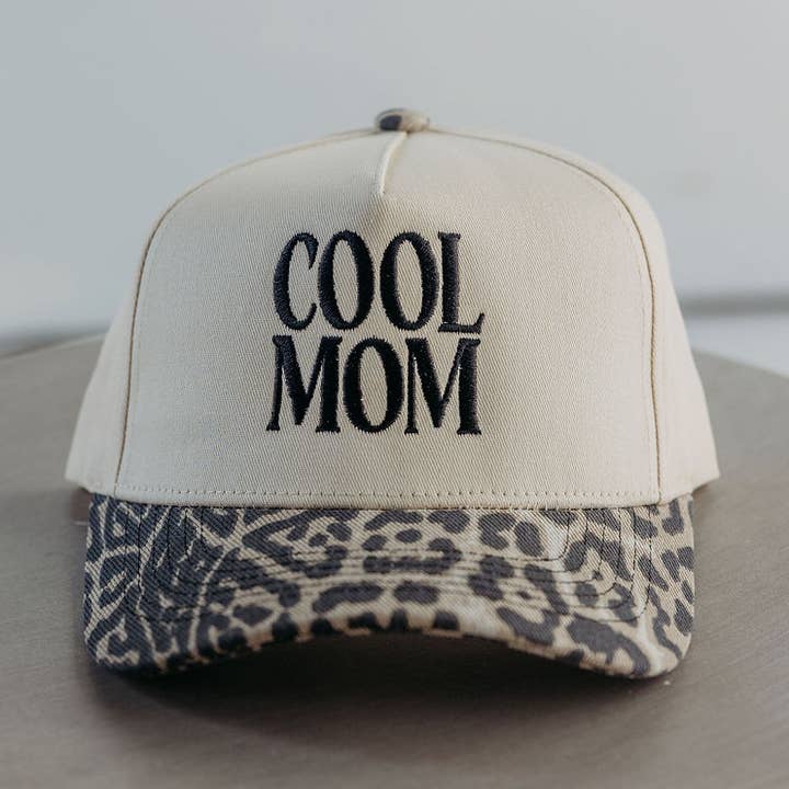 Cool Mom Leopard Embroidered Vintage Trucker Hat for wholesale by The Babe Co.