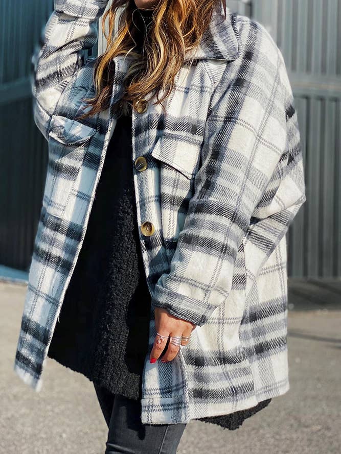 Geruite reversknoopsluiting met zakken CY024 voor wholesale door UNISHE