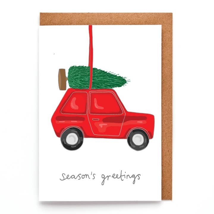 Car Kitsch Christmas Greeting Card | Retro Christmas Card for wholesale by You've Got Pen On Your Face