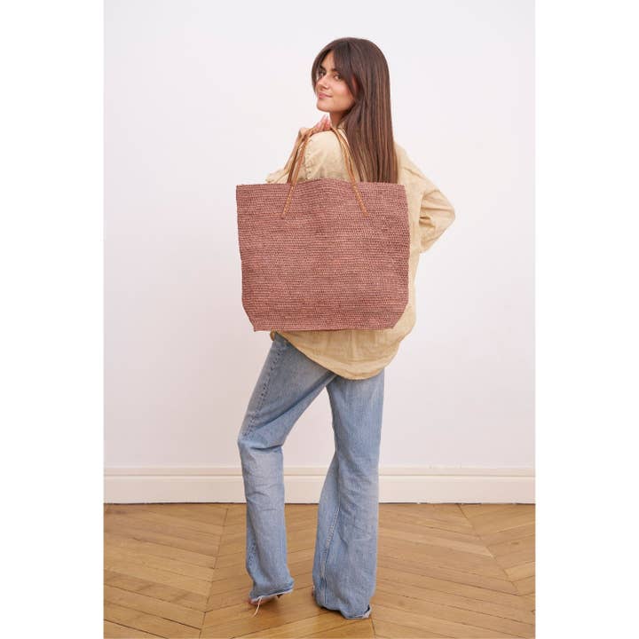 BEBY MA-C SS24 - Classic raffia tote bag for wholesale by SANS-ARCIDET PARIS