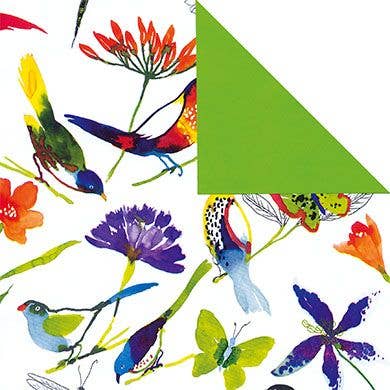 Papier Cadeau Oiseaux & Fleurs – Joyeux et Printanier pour la vente par kadopapier.net