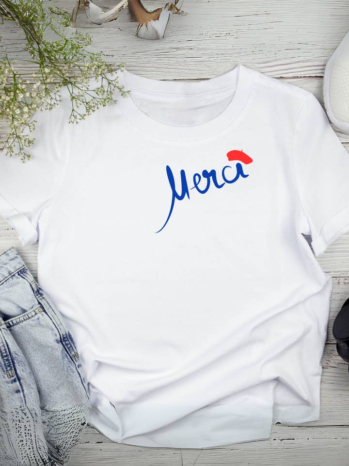 Inked Threads - Wholesale T-Shirt (Graphic) - Women's - Merci Graphic T Shirt | French Tee | Paris France | Vacation3