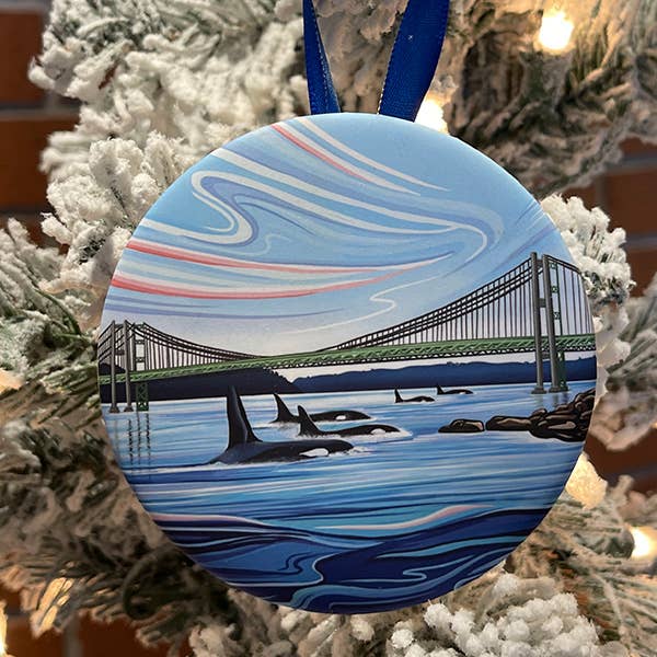 Ornement du Pont de Tacoma Narrows - Souvenir pour la vente par Linda Sholberg Art