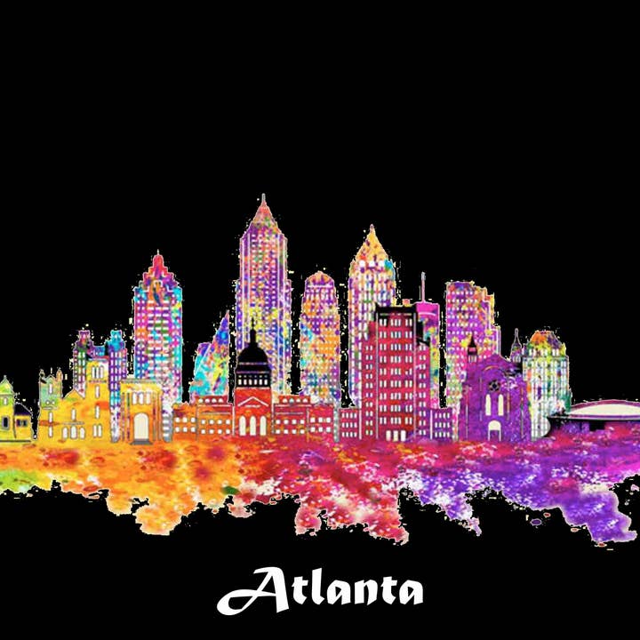City Of Atlanta Skyline Poster Watercolor Art for wholesale by BMS BIZ