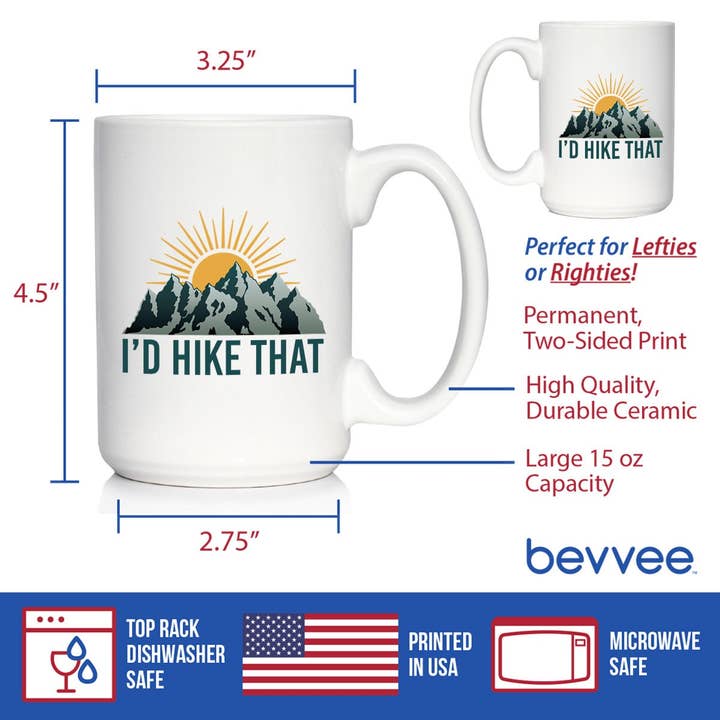 bevvee - Vente Tasse à café - Tasse à café I'd Hike That - Cadeaux et décorations de randonnée3