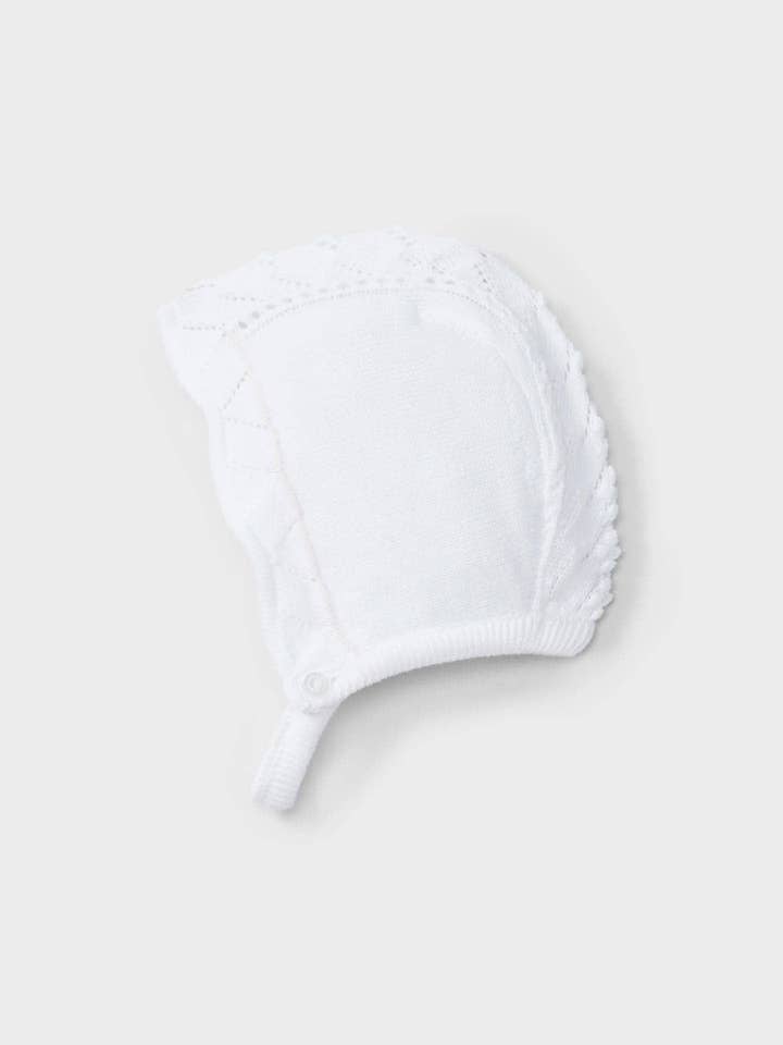 Capota tricotosa blanca con detalle rosa para recién nacida | Dr. Kid by Charanga para venta al por mayor de Charanga