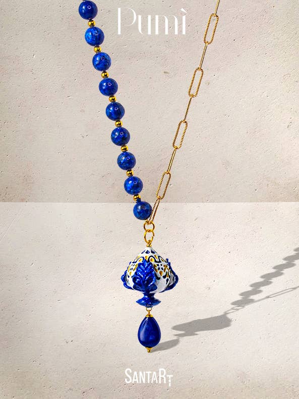 Collier Pumo majolique bleu pour la vente par Santart