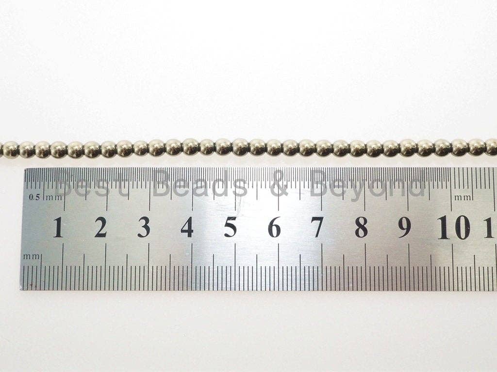 BestBeads&Beyond - Wholesale Beads - PYRITE COLOR Gold Hematite Titanium plated beads, 2/3/4/6/8/10mm Round Smooth Hematite, Gold Color Gemstone, 16inch strand, SKU#S924