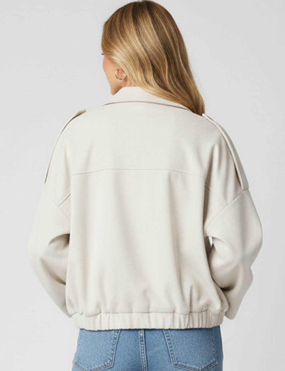 Sweetkama - Wholesale Bomber Jacket - Women's - Ladies Faux Suede Bomber Jacket Shirt Collar Zip-Up Coat14