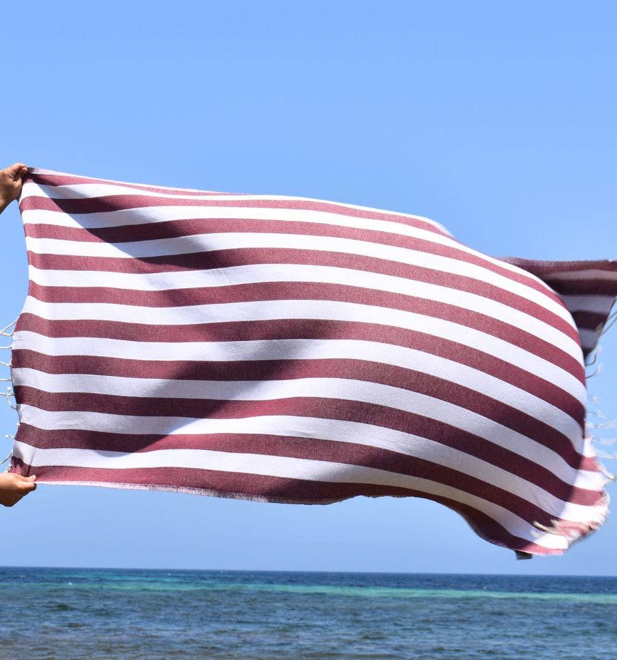 Fouta Tunisia - Vendita all'ingrosso Telo mare - Fouta Alaska con righe verticali eleganti25