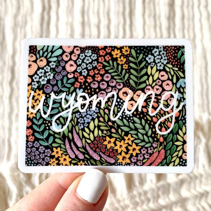 Wyoming Floral State Sticker, 3x3 in. for wholesale by Elyse Breanne Design