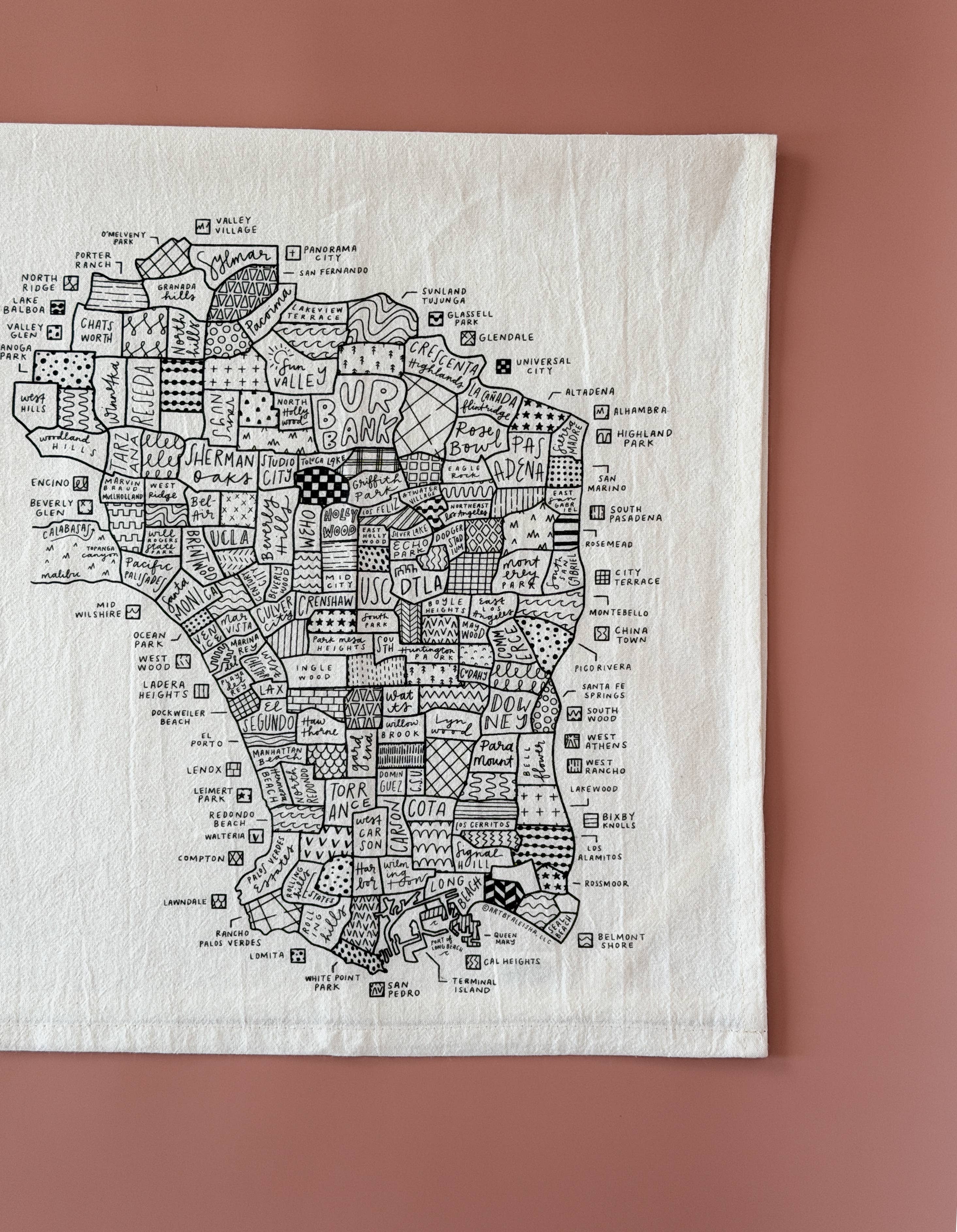 By Aleisha - Wholesale Tea Towel - Los Angeles Map Tea Towel9