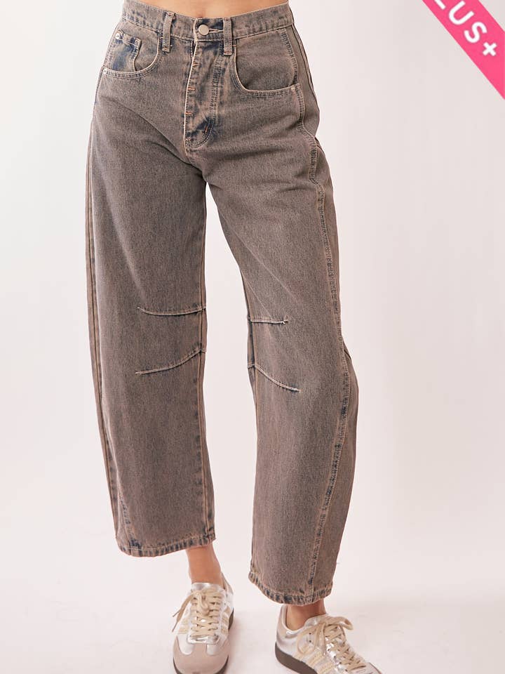 PANTALON BARILLET EN JEAN À MANCHES LARGES ET POCHE PLAQUÉE pour la vente par Davi & Dani