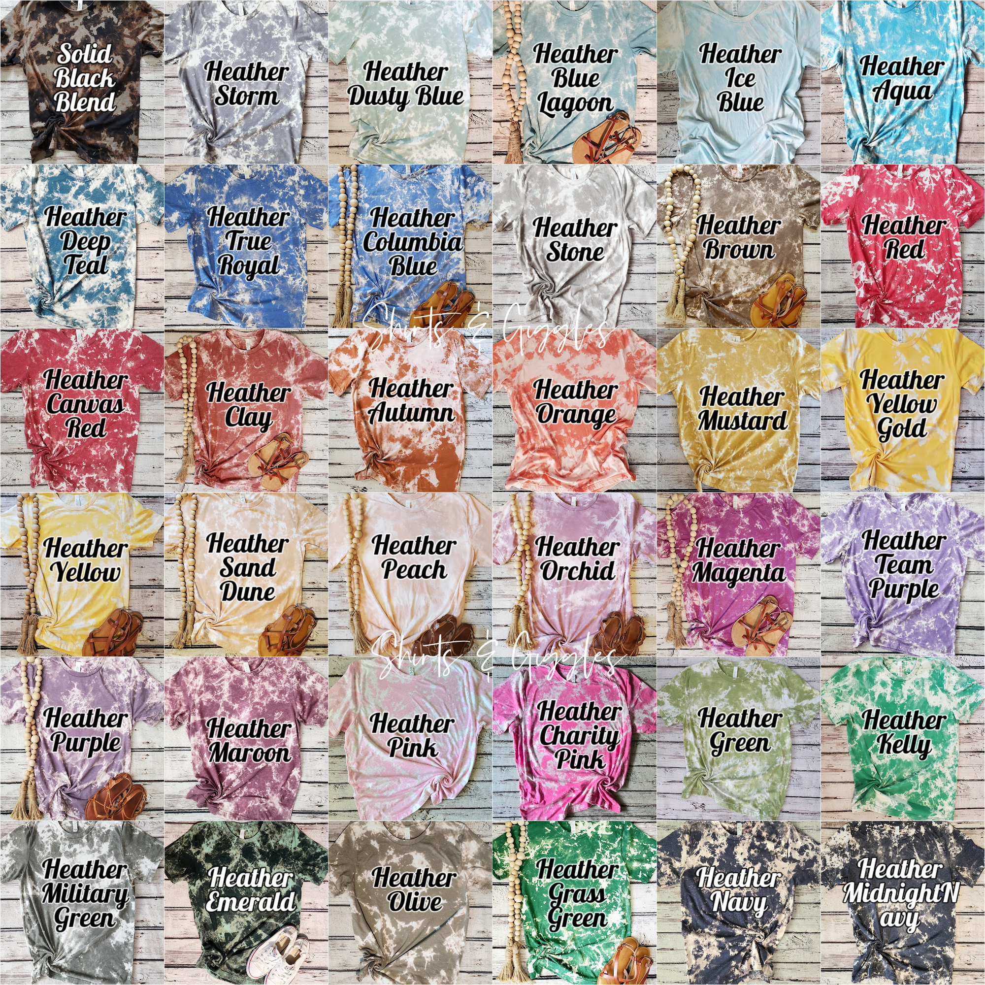 Shirts & Giggles - Wholesale T-Shirt - Women's - Bella+Canvas® Blank Scrunch Bleached T-Shirt, Unisex Tee15