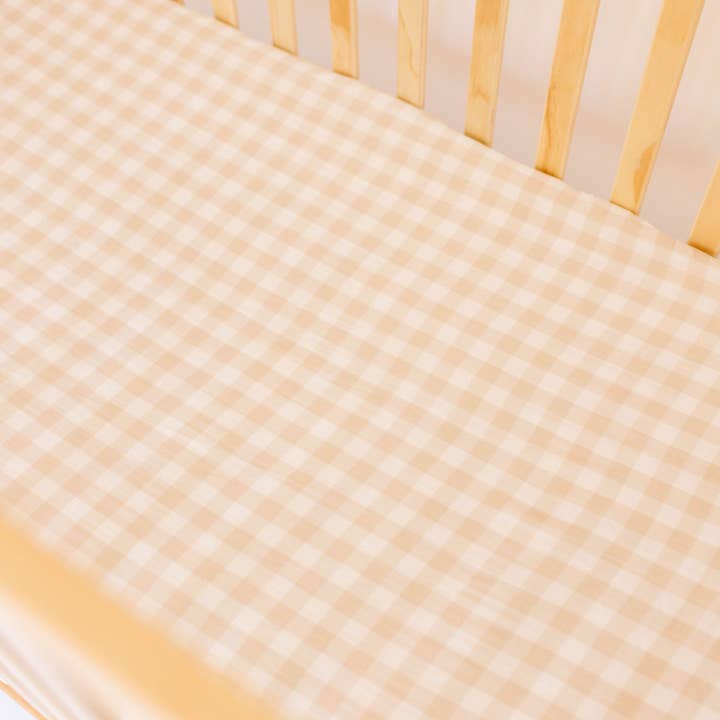 Behold Baby – Engroshandel Lagner til vugger – Honning Gingham bambus krybbe ark
