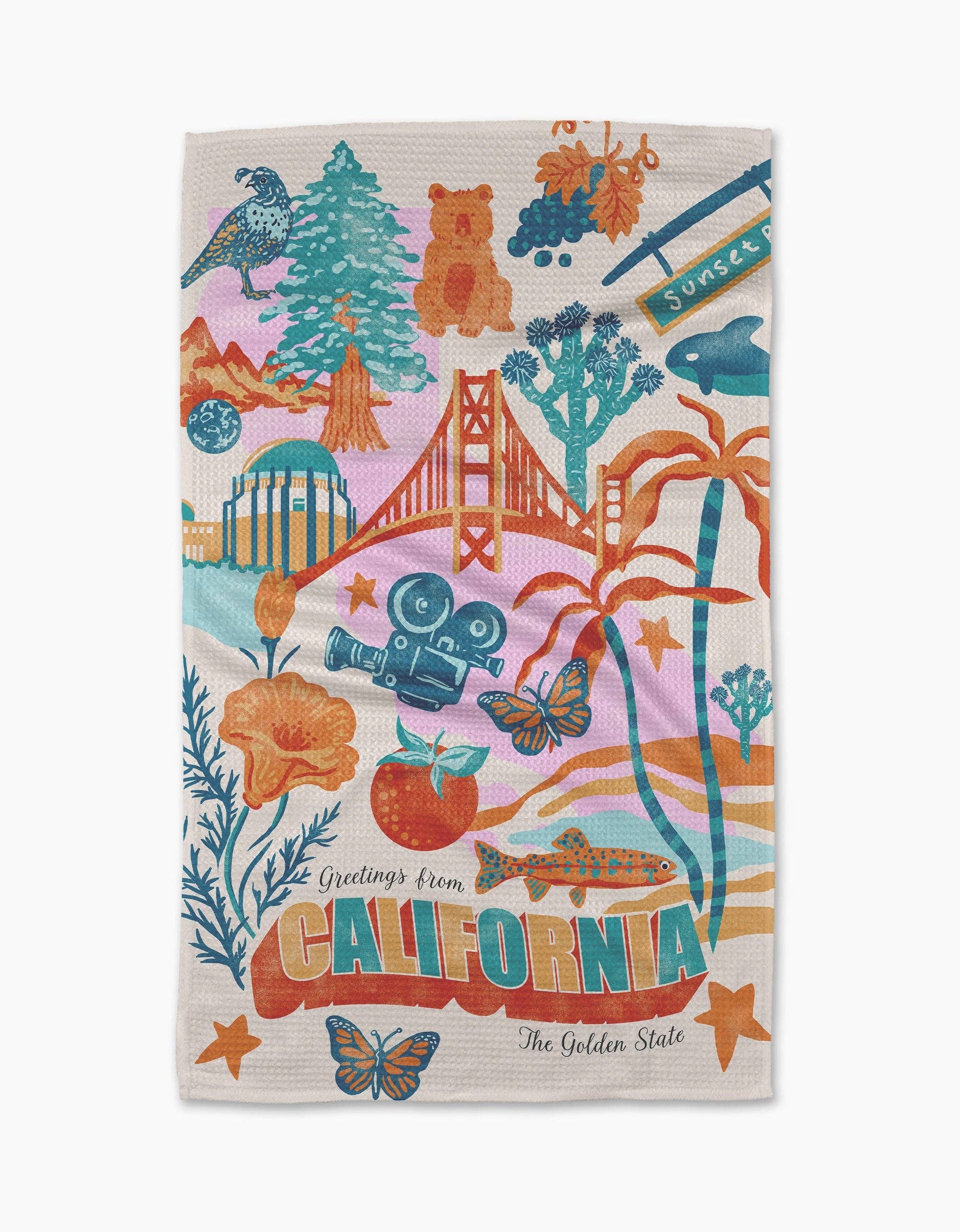 Geometry - Wholesale Tea Towel - Greetings From California Tea Towel2