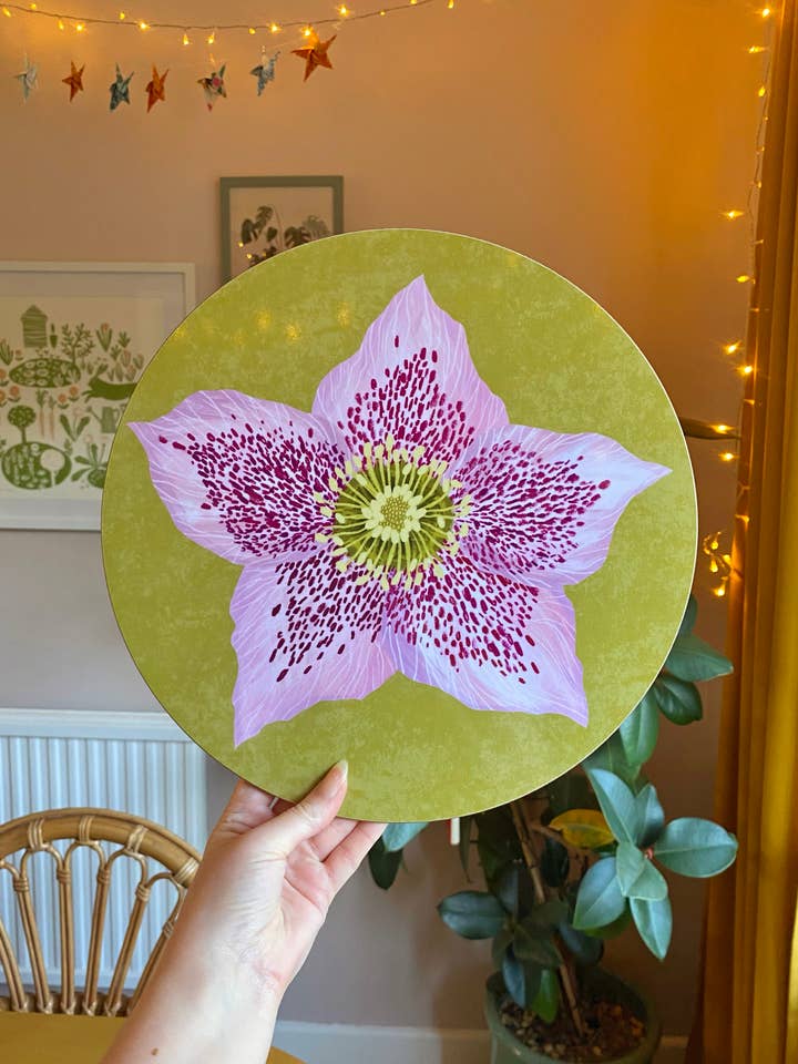 Rund Julerose Bordskåner / Bordmåtte Korkbagside / Glans for engroshandel hos Freya Snow