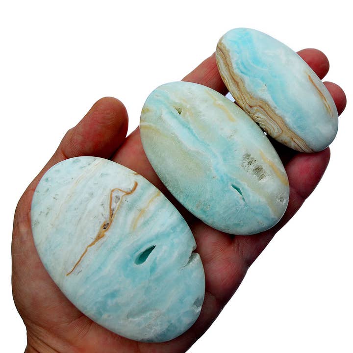 Caribbean Calcite Palm Stone (45mm - 90mm) for wholesale by Kaia & Crystals