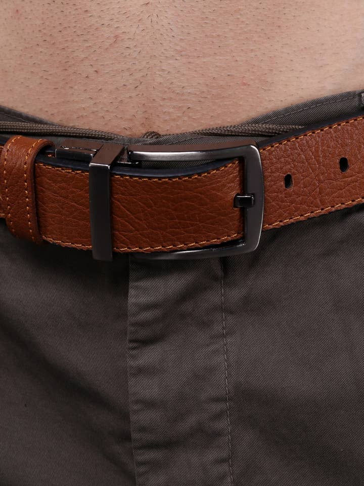 GERZONE DOUBLE SIDED BELT BLACK AND TOBACCO BDL-002 for wholesale by GERZONE