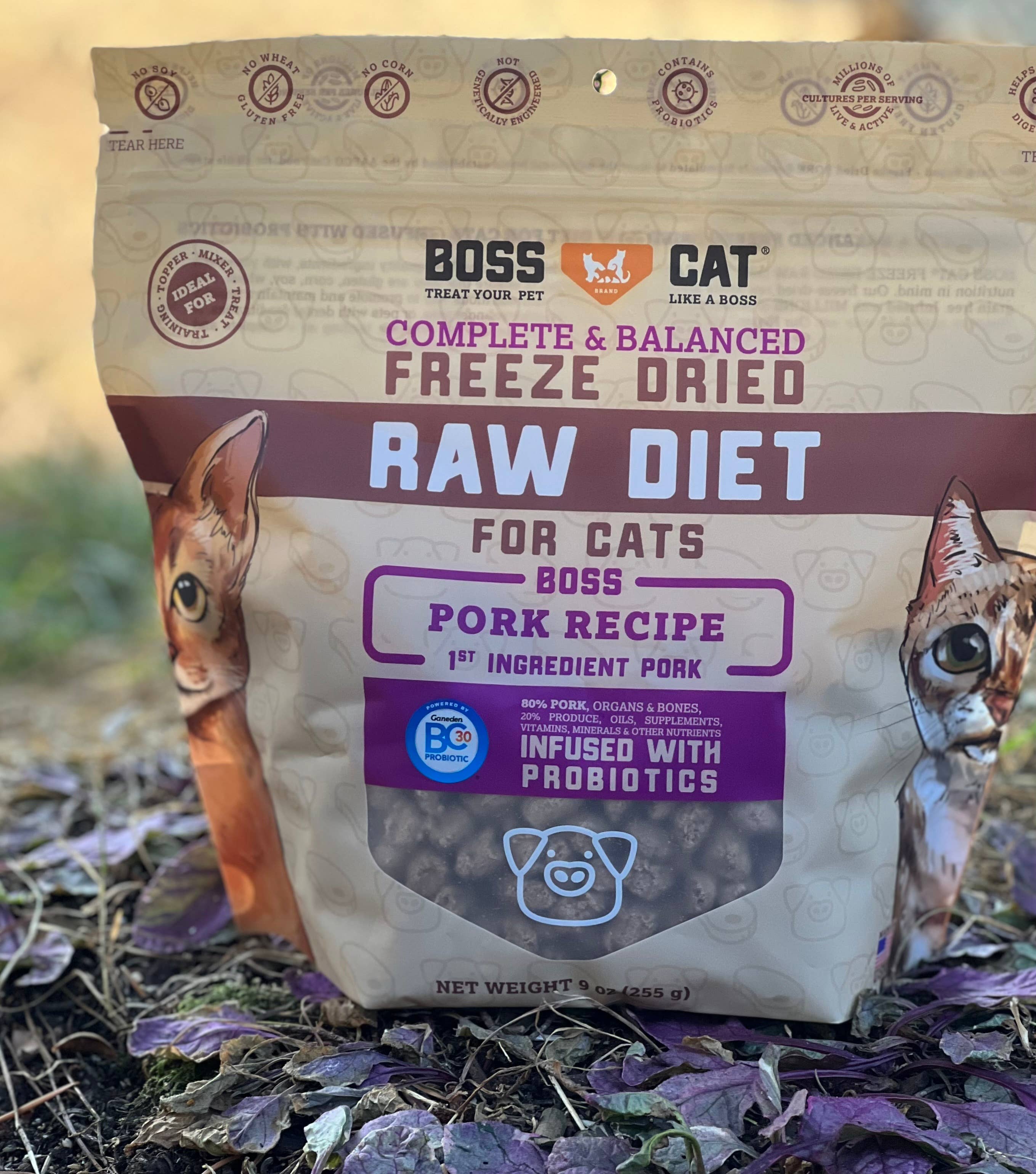 BOSS DOG BRAND, INC. - Vente Nourriture – chat - Boss Cat Régime Lyophilisé - Porc (9oz)3