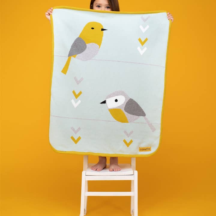 Grey Mustard Yellow Sage White Cosatto Bureau Sherpa Fleece Blanket for wholesale on Faire