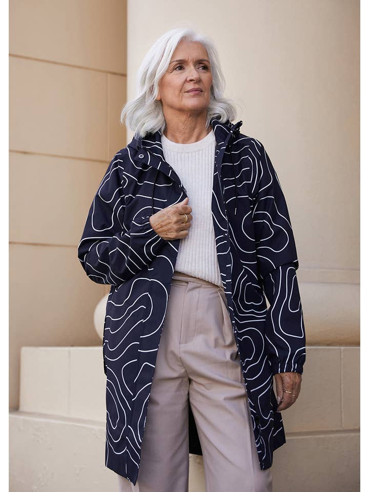 Amble - Wholesale Raincoat – Women's - Refuge Waterproof Recycled Raincoat - Topography1