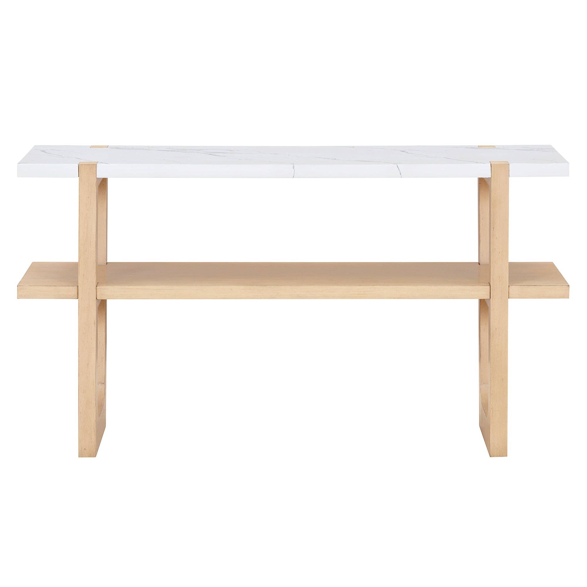 Orange County Decor - Wholesale Console Table - Retro Elegant Console Table With Marble Effect Top And Versatile Storage Solutions For Entryway And Living Room Natural Natural Solid Wood Mdf17