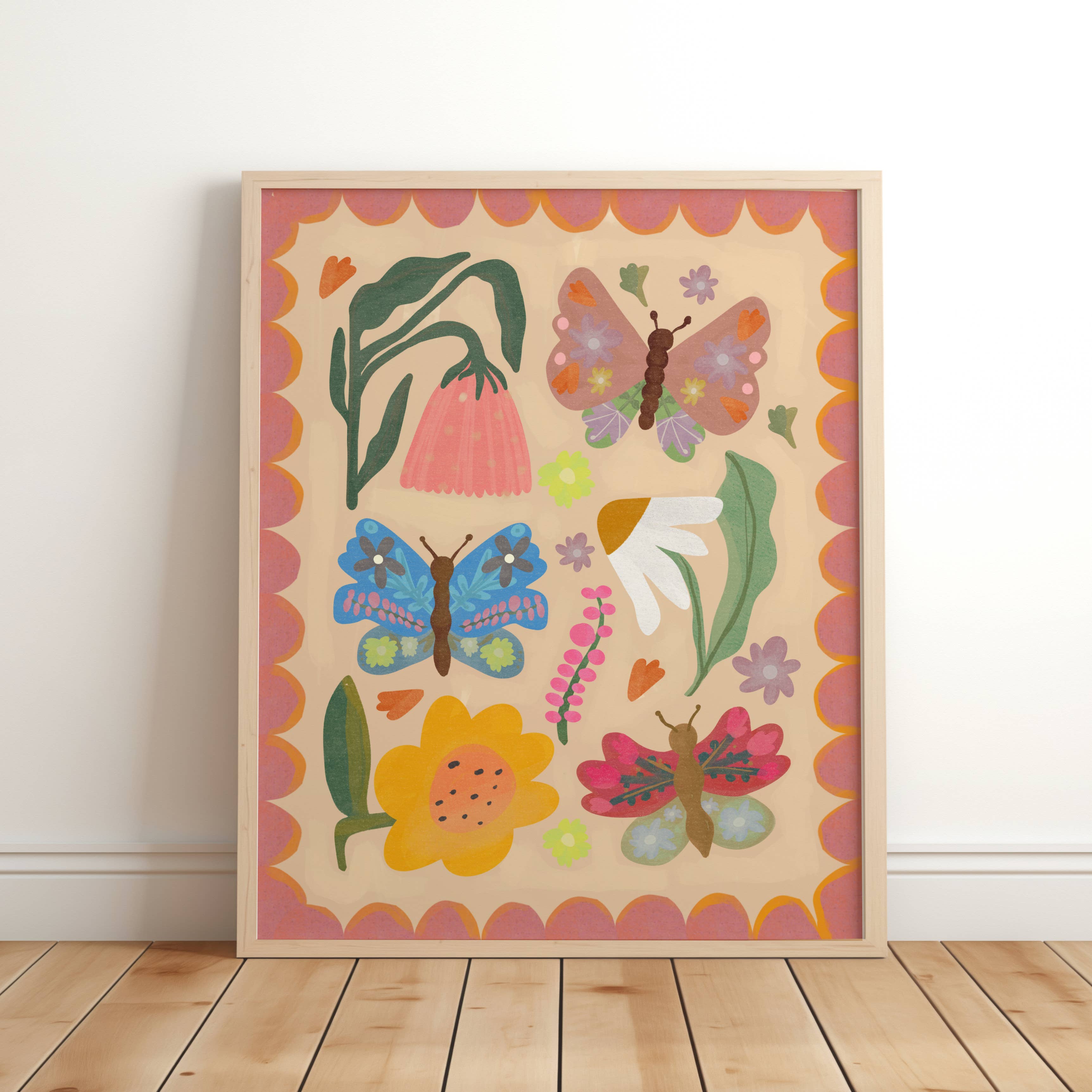 Lara and Kin - Wholesale Art print – Kids & baby - flowers and butterflies print, floral nursery art0