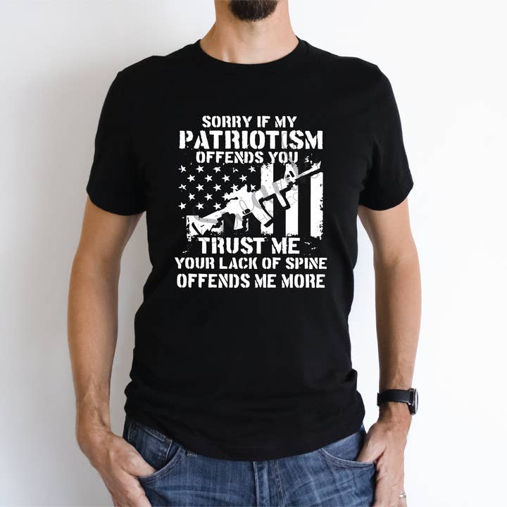 Lack Of Spine Patriotic Graphic Tee for wholesale by Swank Clothing Co