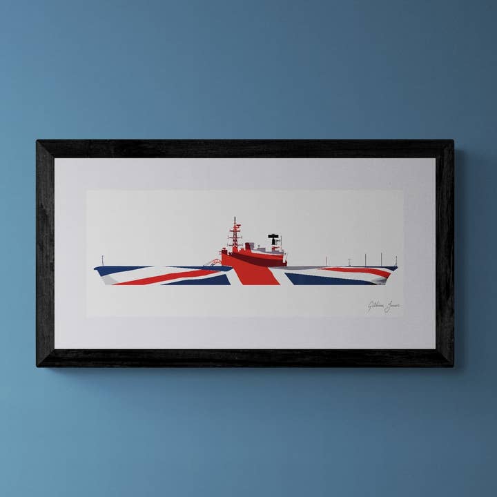 Impresión de bandera HMS HERMES (R12) Pre-Ramp Union para venta al por mayor de Gillian Jones Designs