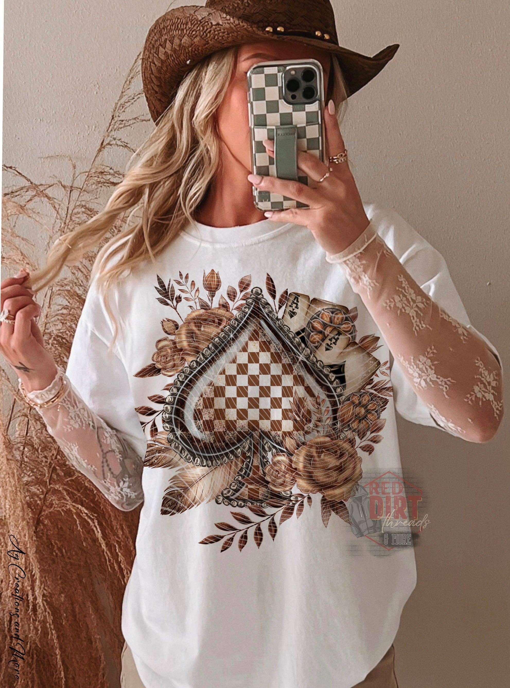 Red Dirt Transfers - Wholesale Sublimation Transfer - Checker Spades DTF Transfer | Trendy Western DTF Transfer | Ready to Press | High Quality DTF Transfers | Fast Shipping1