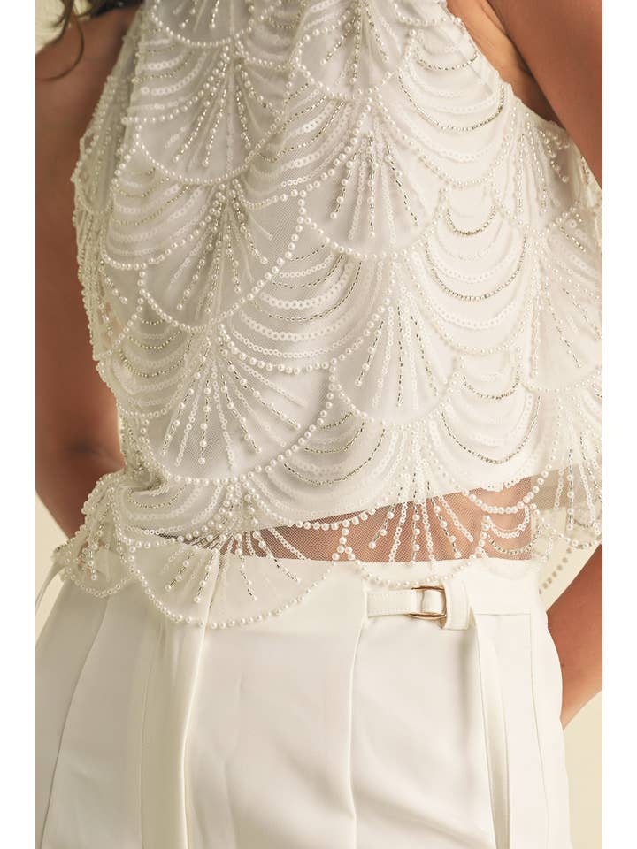 White Mermaid embellished Top for wholesale on Faire3