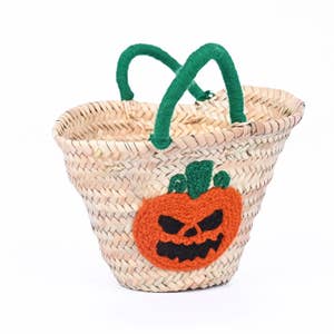 Gingham Halloween basket embroidery blanks