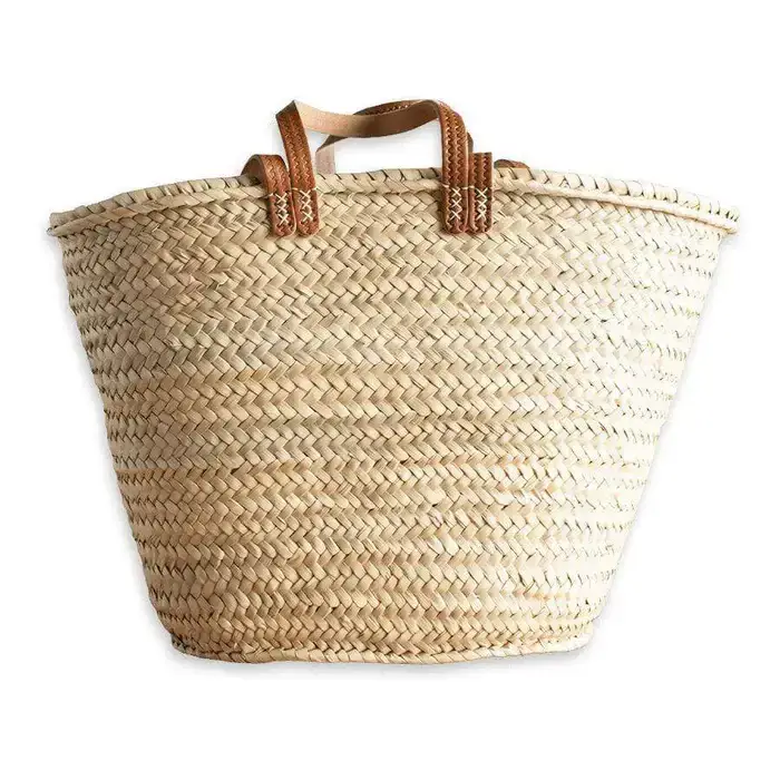 Melecraft – wholesale Beach bag – French Market Basket - Straw Bag Handmade with Leather1