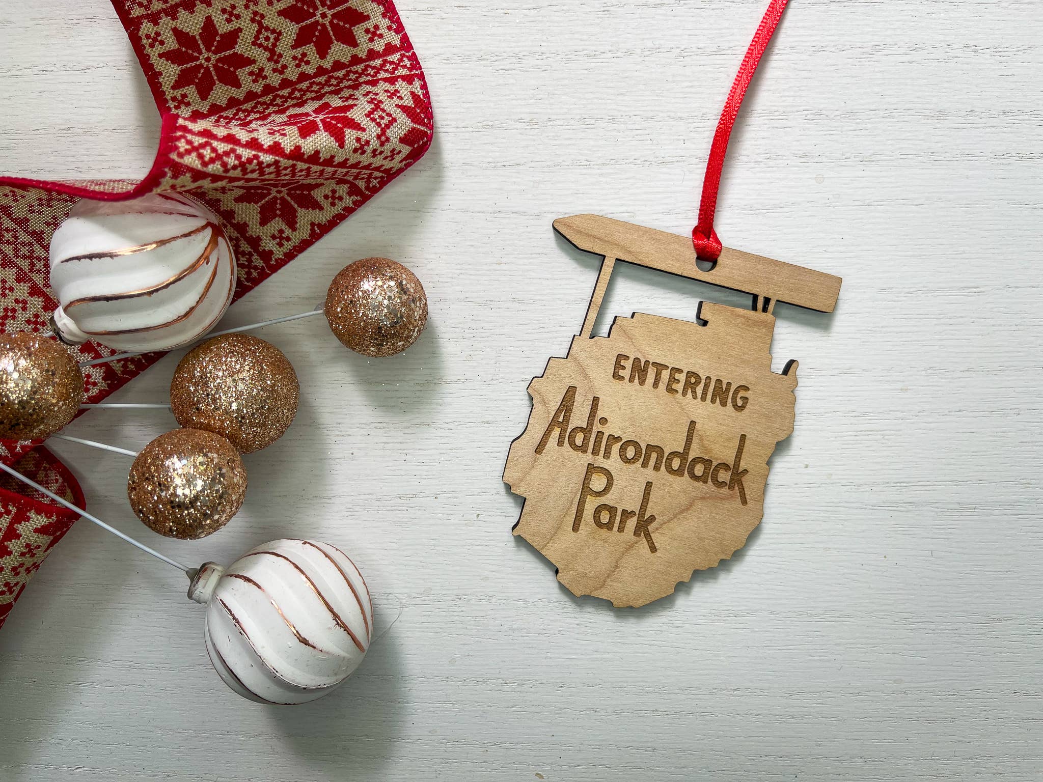 Almost Local - Wholesale Ornament - Entering Adirondack Park Wooden Ornament1