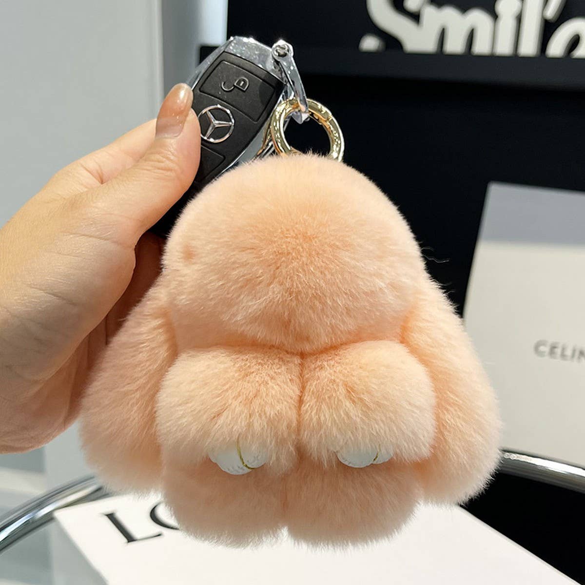 ACCITY - Wholesale Keychain - Unisex - NEW MINI CUTE PLUSH BUNNY CAR KEYCHAIN PENDANT_CWMM244811