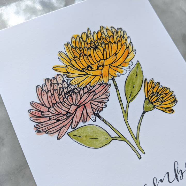 Kallos Ink – wholesale Art print – Birth Month Flower Print: November, the Chrysanthemum3