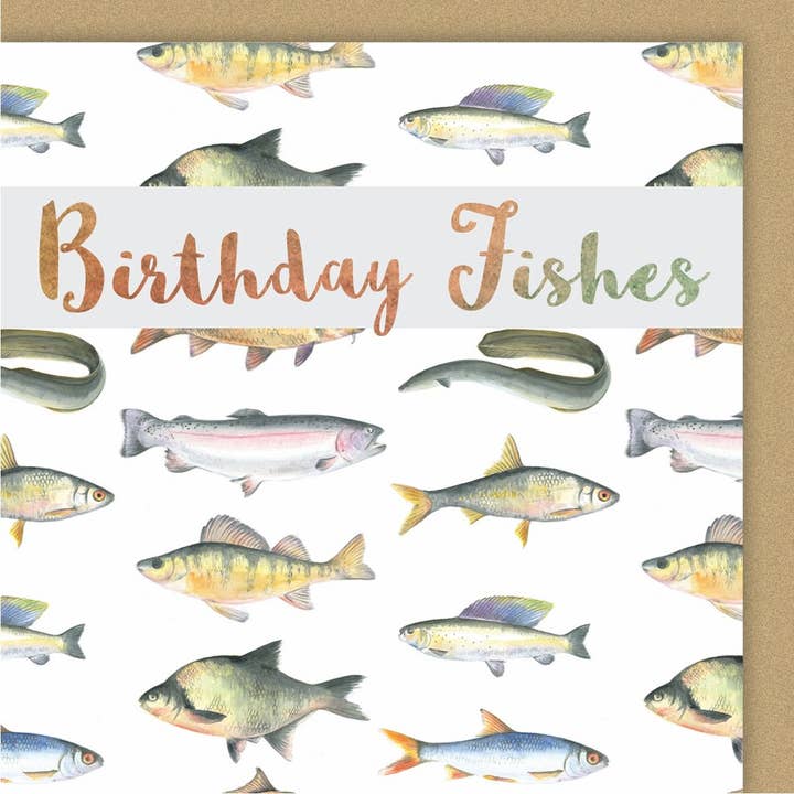 Fish "Birthday Fishes" Card for wholesale by The Arty Penguin