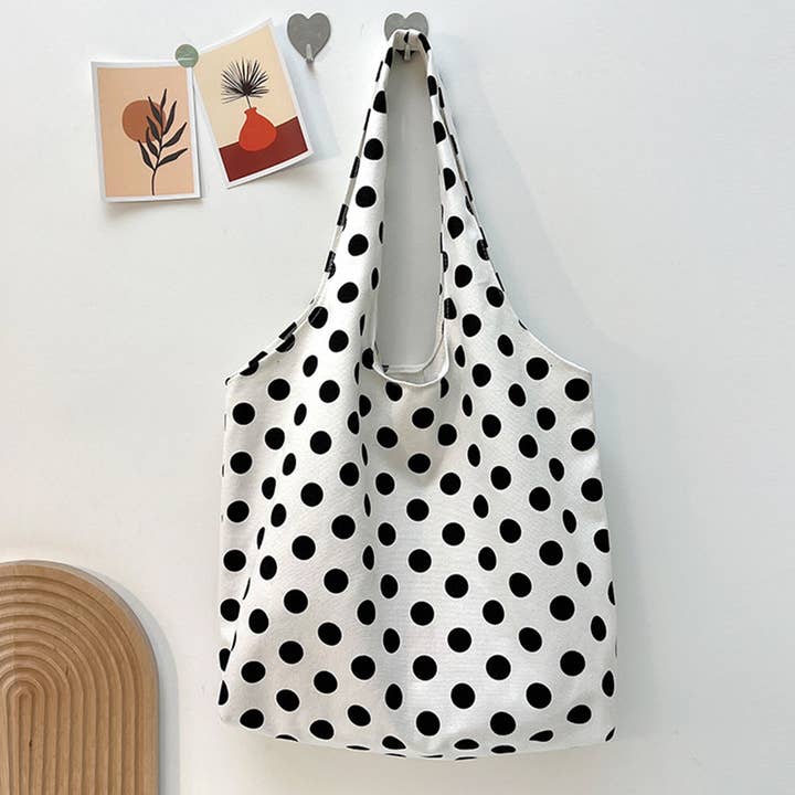 Polka dot single-shoulder bag simple canvas bag and other Purchase Wholesale fair trade tote bags. Free Returns & Net 60 Terms on Faire trending on Faire.