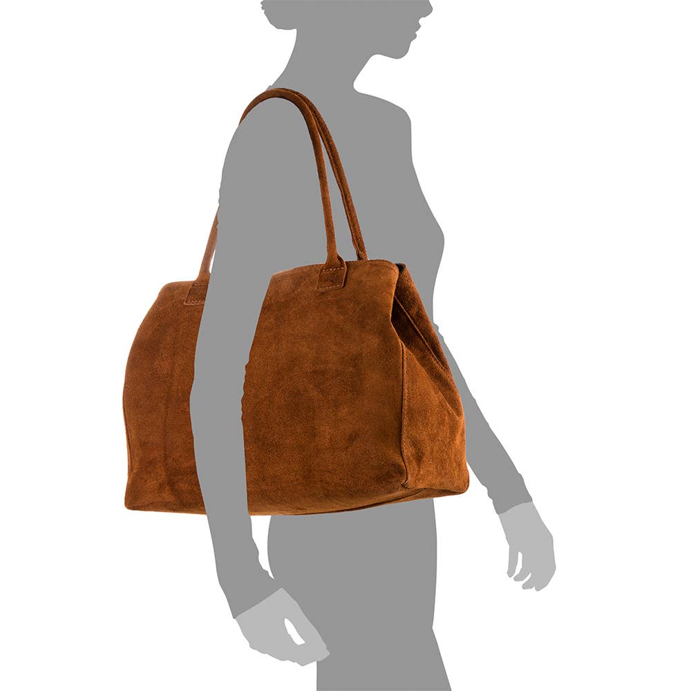 FIRENZE ARTEGIANI – Sacola - Mulher por atacado – Bolsa Shopper Feminina Annagrazia em Couro Camurça Legítimo31